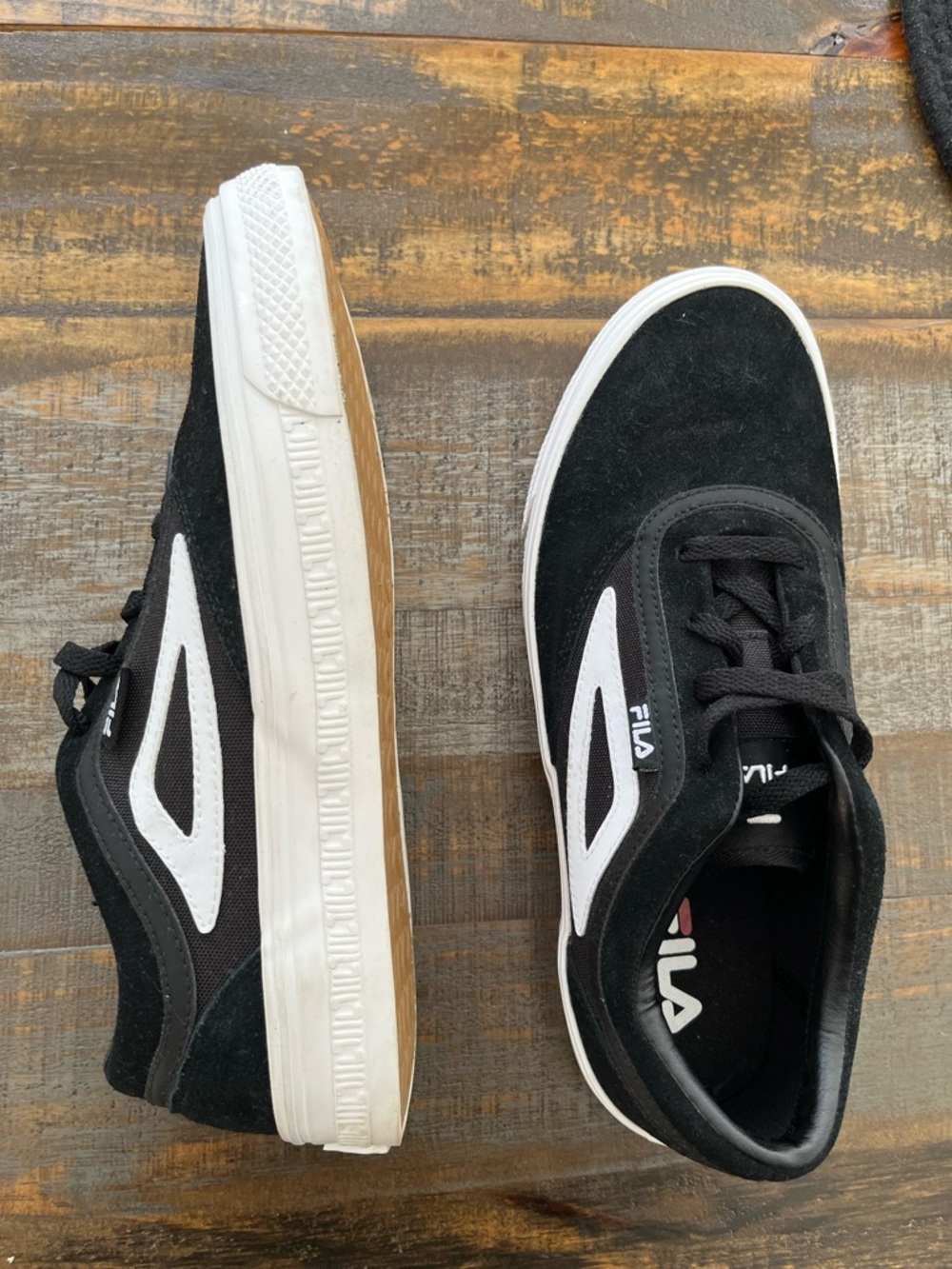 FILA Black Suede Low-Top Sneakers with White Accents